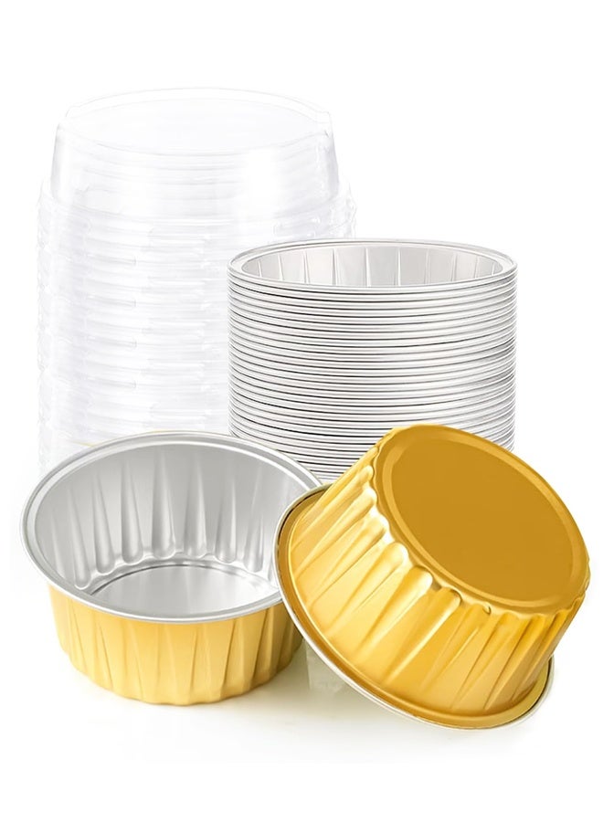 20 PCS Round Mini Loaf Pans with Lids,Mini Cake Pans with Lids,for Wedding Birthday Party(Gold) - Image 1
